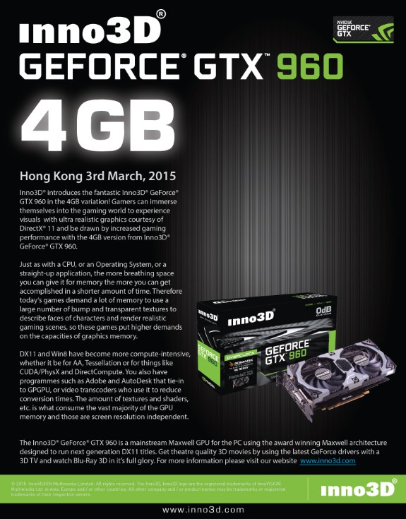  Inno3D GeForce GTX 960 4GB