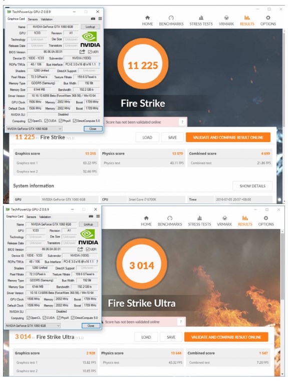 GTX 1060 Fire Strike performance leak
