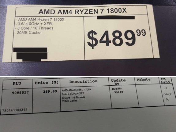 store pricing of Ryzen