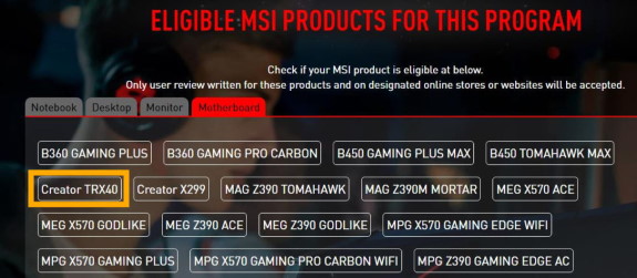 MSI TRX40 accidentally unveiled
