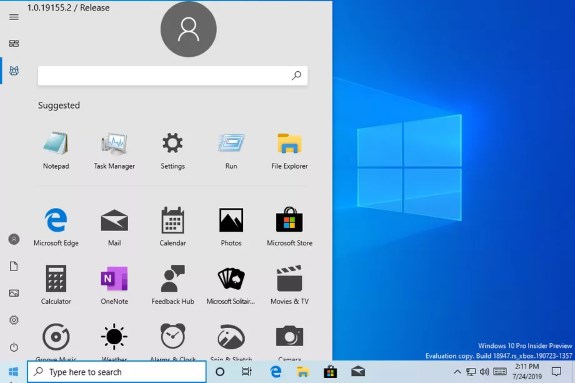 Windows 10 start menu accidentally revealed